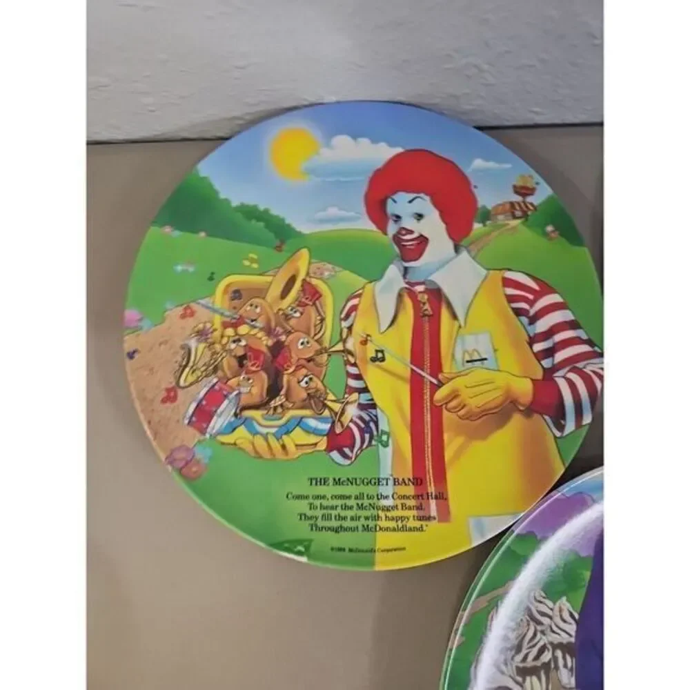 Set Of 3 Vintage 1989 McDonalds Plates (French Fry, McNugget Band, University)‎